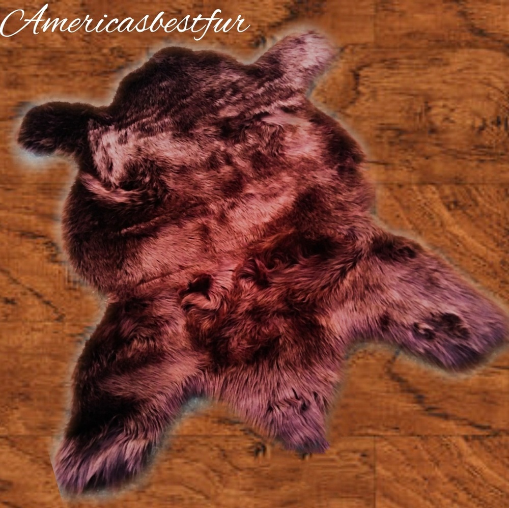 Faux Fur Brown Bear Skin Shape Rug 4'x5'